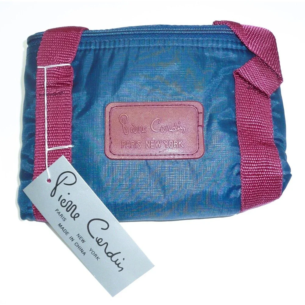 NWT Pierre Cardin Paris New York Blue Maroon Zippered Handbag Tote Purse Gym Bag